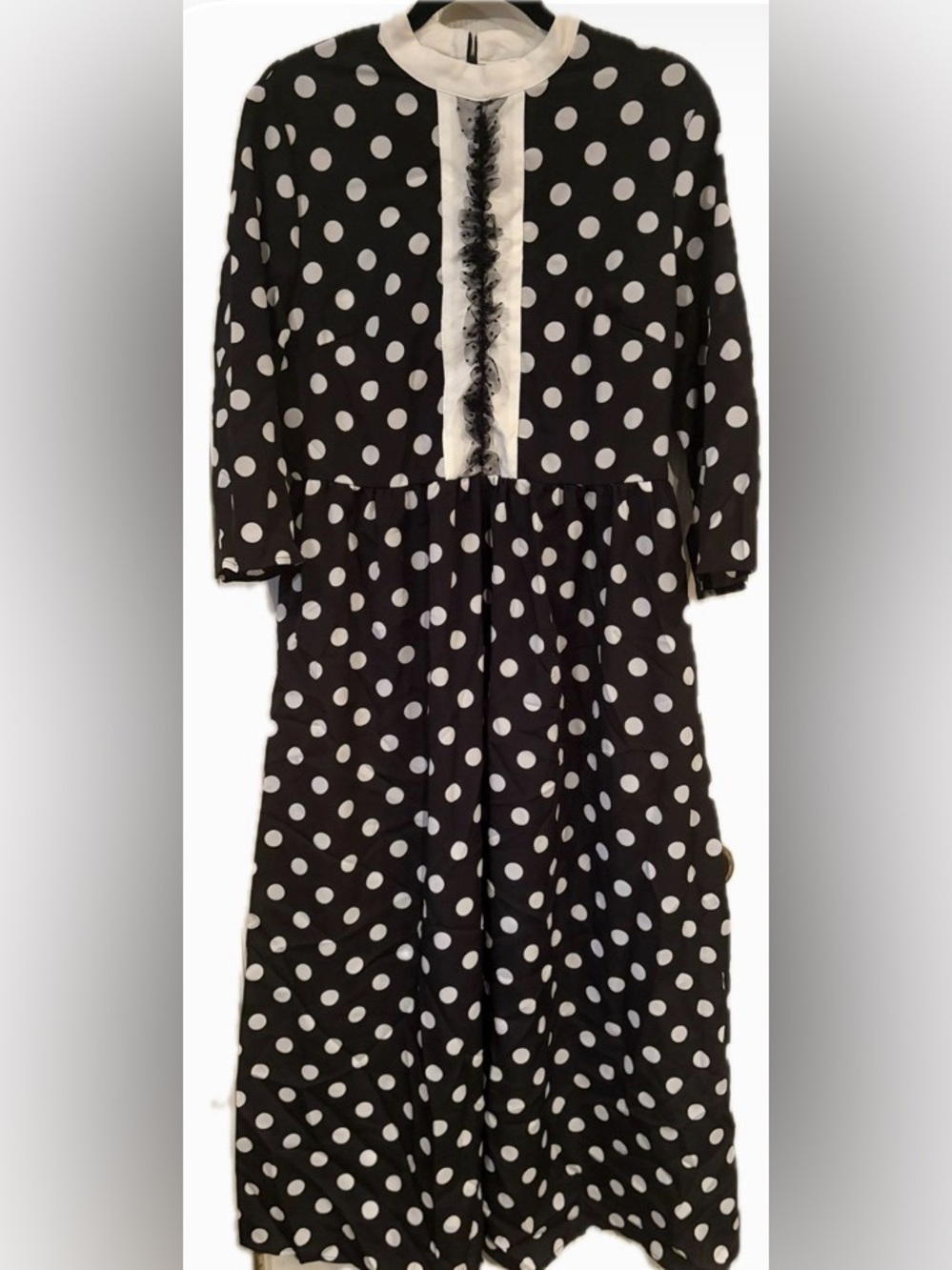 Black and white polkadot maxi dress XL